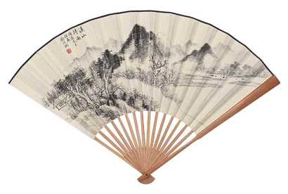 俞叔渊 高式熊 己丑（1949年）作 山水 书法 成扇